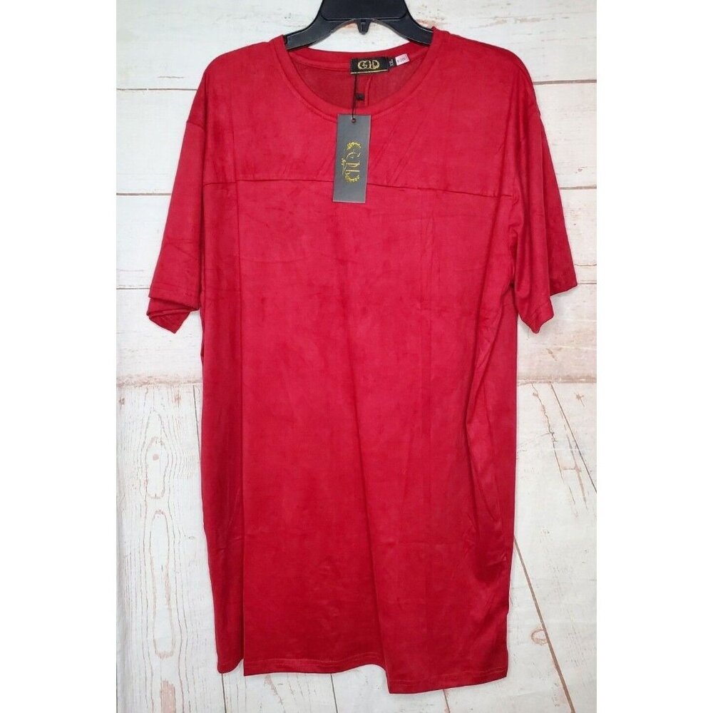 Gold Leaf Wine Red Designer Short Sleeve Suede Feel 2XL Shirt